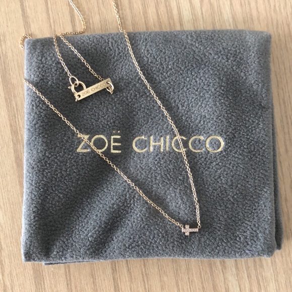 Zoe Chicco Jewelry - FLASH SALE! Zoe Chicco EUC 14K Diamond East West Cross Pendant Necklace